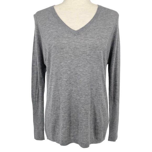 TROUVE Angora Rabbit Hair Blend V Neck Lightweight Oversized Sweater Gray XS - Picture 1 of 6